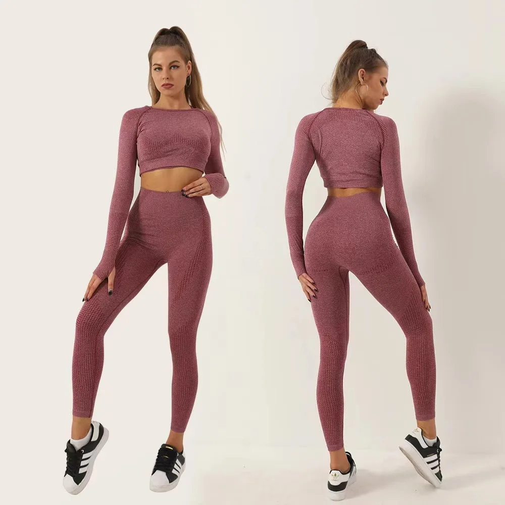 2024 New Design Wholesale Custom High Quality Long Sleeve 3 Piece Seamless Yoga Set Plus Size Gym Fitness Sets For Women