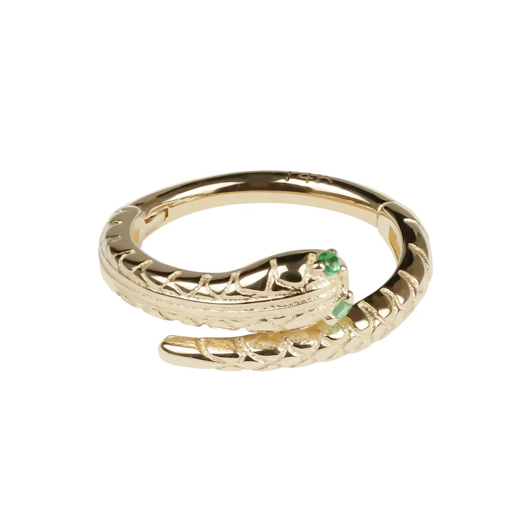 14Kt Solid Gold Snake shaped Hinged Segment Ring piercing jewelry