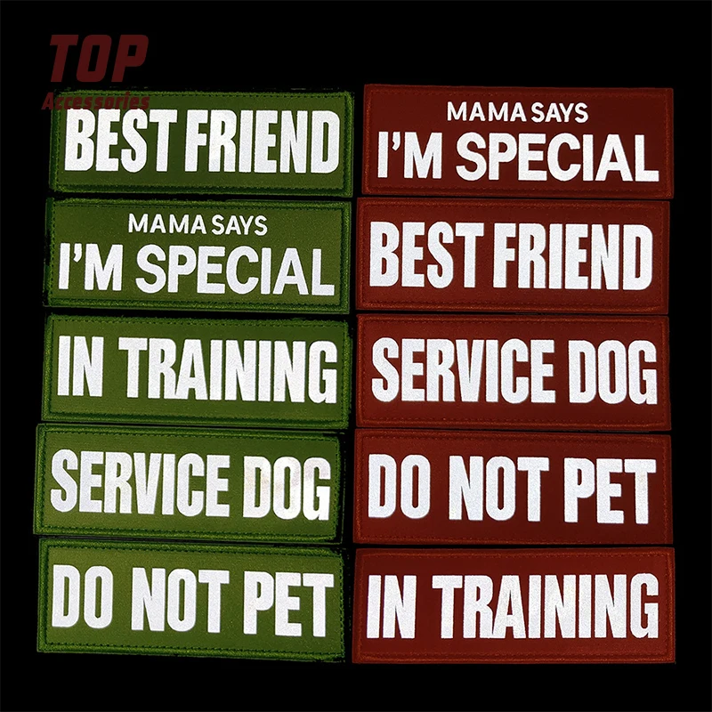 Reflective Hook and Loop Embroidery in Training Service Dog Patches Handmade Patches for Clothes Embroidered Fabric Cotton PVC