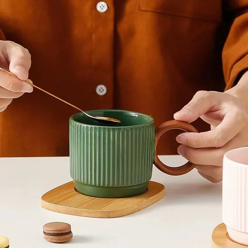 Hot Sale Retro Ceramic Tea Cup Pottery Cup with Handle Japanese Style Coffee Mug