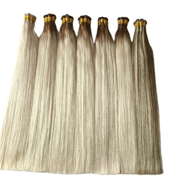 Remy Mongolian Full Hand Tied Weft Hair Extensions beaded rows hand tied weft wholesale hair  supply