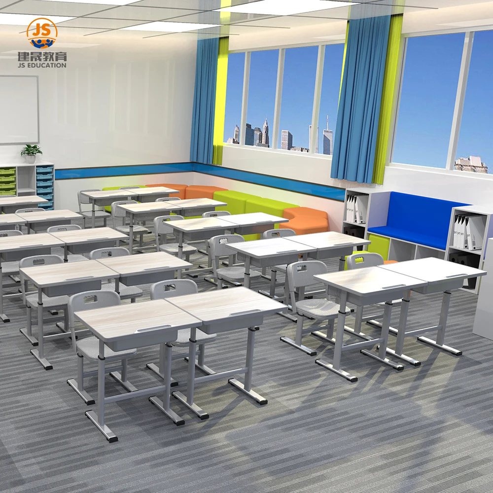 New product mechanical adjustment Simple and comfortable school classroom desk and chair set HY-0336