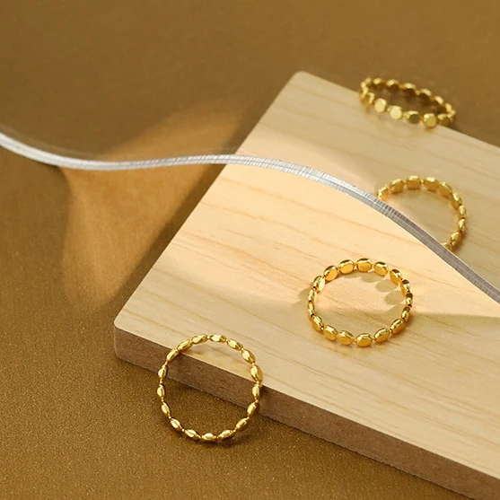Gold Beaded Ring Gold Plated Stackable Ring Gold Dot Midi Ring Minimalist Jewelry Thick Stacking jewelry