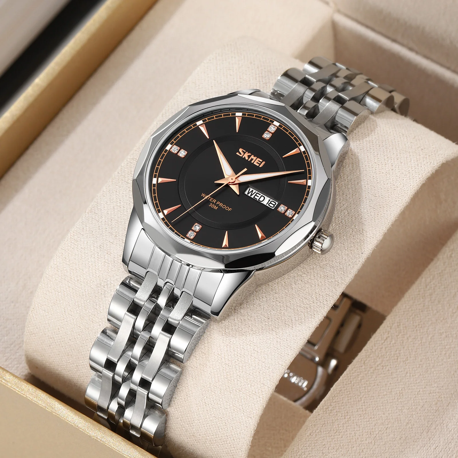 SKMEI 9264 High Quality Women Hot Sell Model Stainless Steel Luxury Lady Quartz Wristwatches