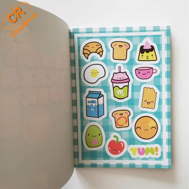 Custom Printed Decoration Colorful Scrapbook A6 Paper Sticker Book Kids Planner Stickers Sheets Book