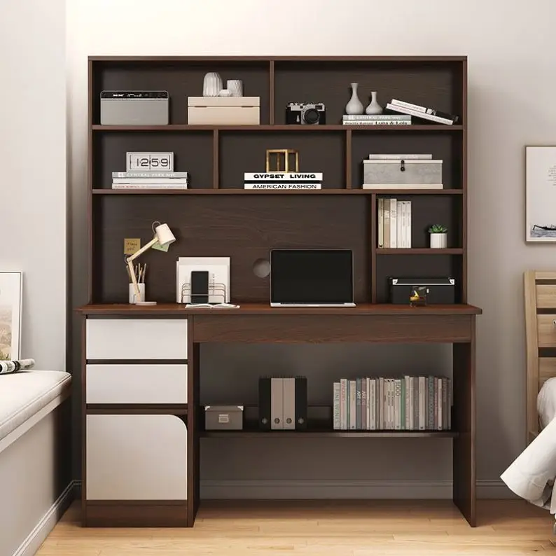 Desktop Computer Desk Household Desk Bookshelf Integrated Simple Office With Bookcase Combination Bedroom Student Writing Desk