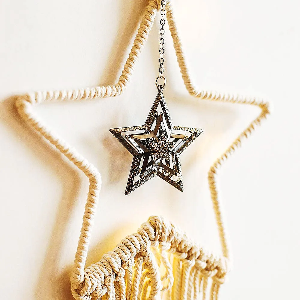 Handmade Moon Star Pendant Hanging Eid Woven Tapestry Islamic Ramadan Eid Room Decoration