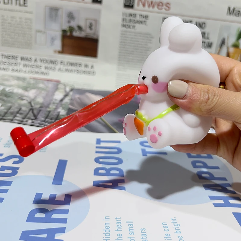 CXL  Soft Animal Popping Tongue Toys Funny Tongue Sticking out Stress frog Squeeze Toy Fidget Pinch Squeaky Rabbit toy