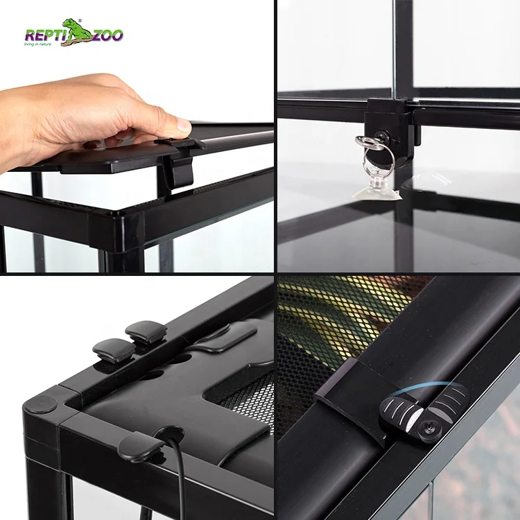 REPTIZOO 42 Gal 159 L Lizard Tank Enclosure for Bearded Dragon Black Snake Tank Glass Terrariums With Wire Mesh Screen Cover