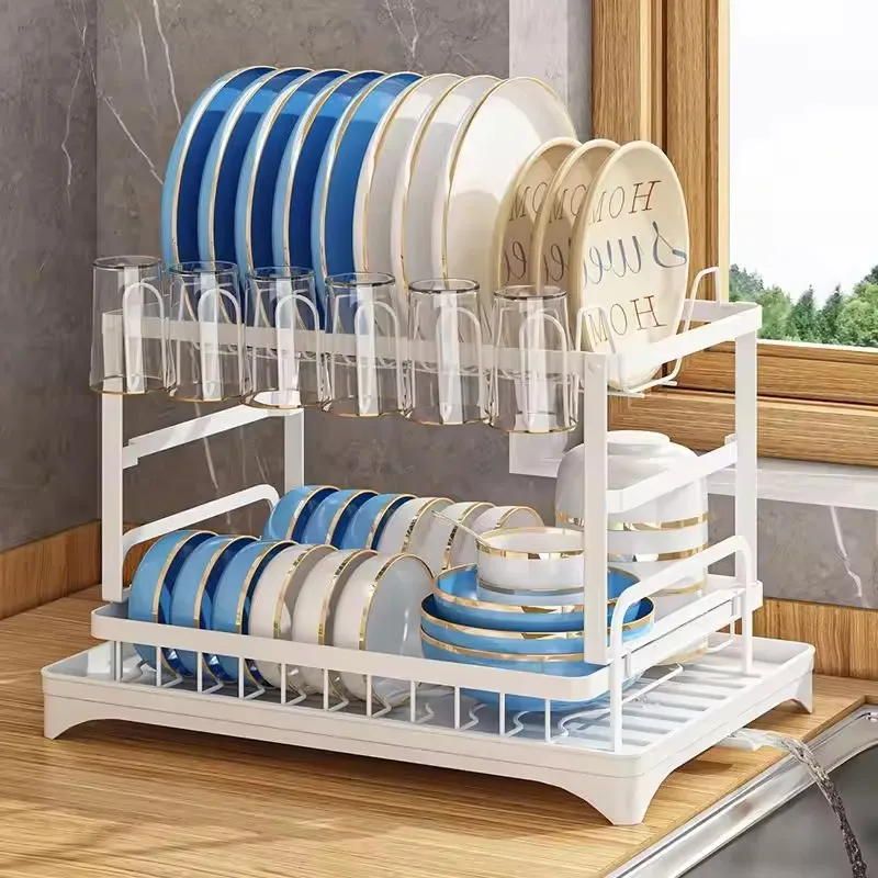 Hot Selling Metal Dish Drainer Organizer Rack Drainer Dish Rack Dish Drying Rack With Cutting Board Holder
