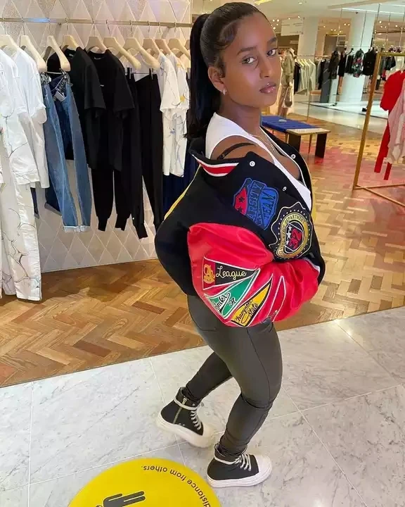 Winter Wool Hip Hop Custom Embroidery Leather Sleeves Letterman Cropped Bomber Varsity Jacket Women