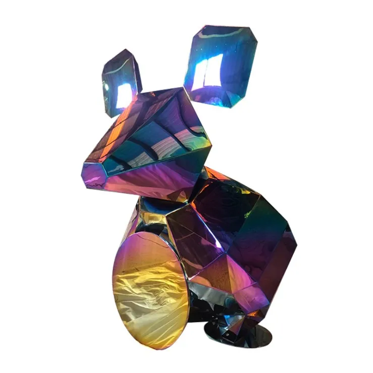 Electroplating multi-color metal animal sculptures mouse sculpture