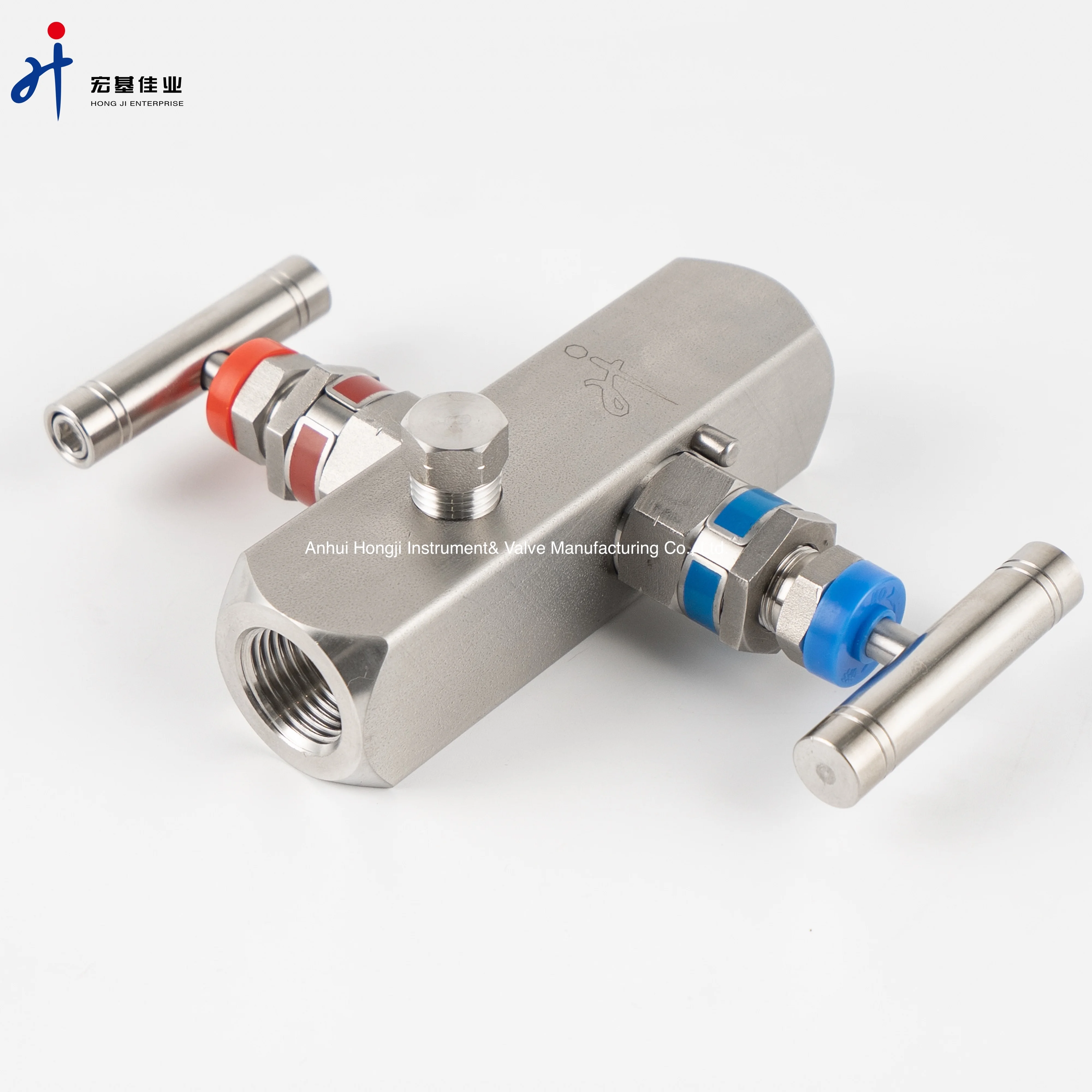 Stainless Steel Manifolds Female to Female Thread 2 Way Valve Manifold for Pressure Instrument