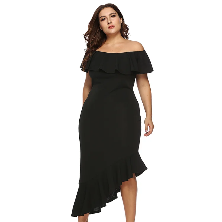 
2020 New Design Casual Women Flounce Design Sexy Dress Skirt Suit Dresses Summer Loose Square Collar Chiffon Plain Dyed Adults 