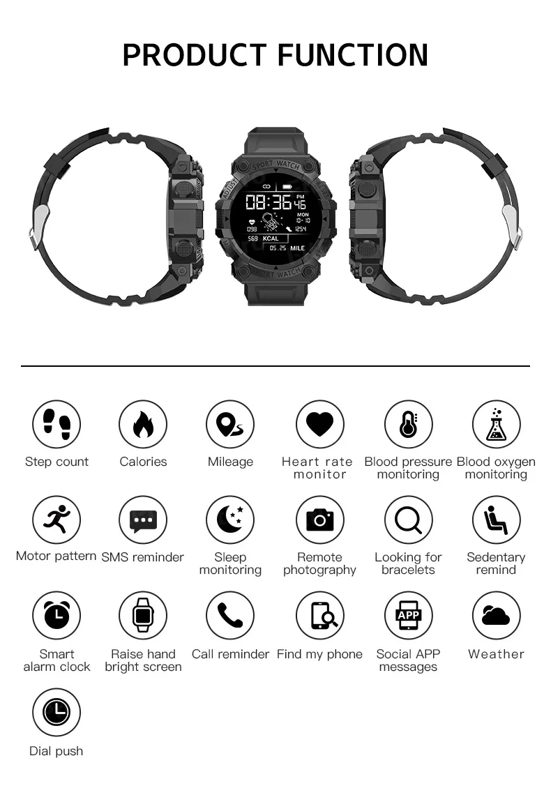 FD68s smart watch Y56 smart bracelet heart rate blood oxygen blood pressure meter step sports bracelet