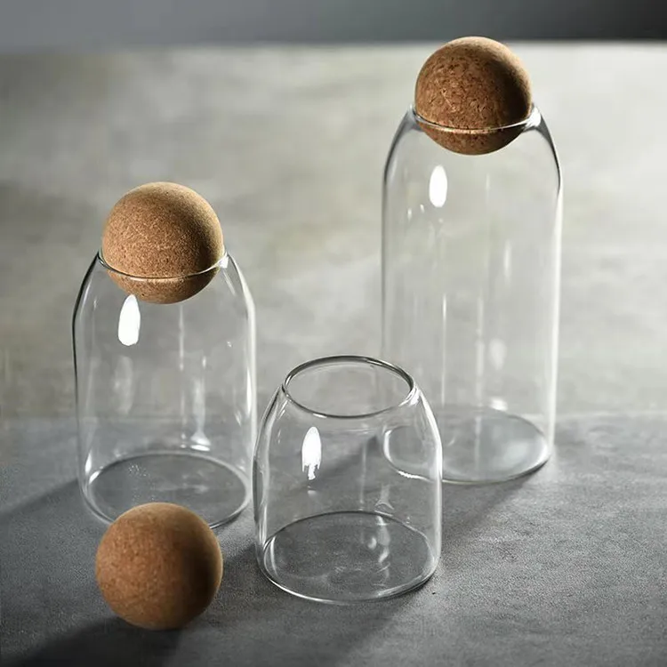 High-quality borosilicate food storage safety glass storage jar with cork