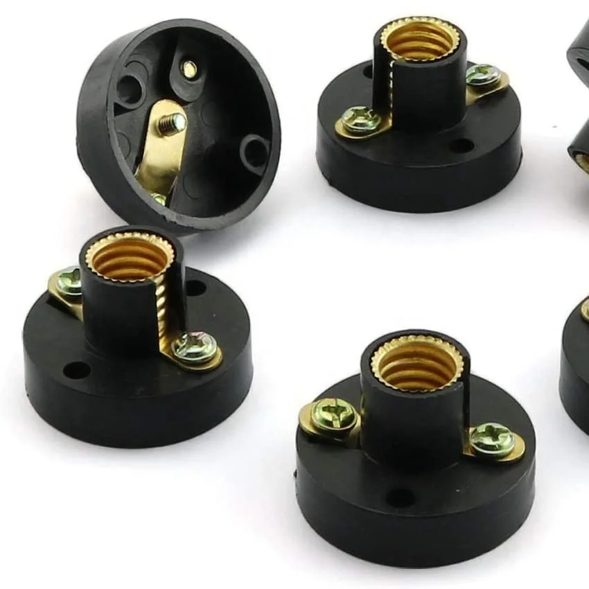 Black Plastic E10 Miniature Round Bulb Holder Copper Screw Lamp Light Socket