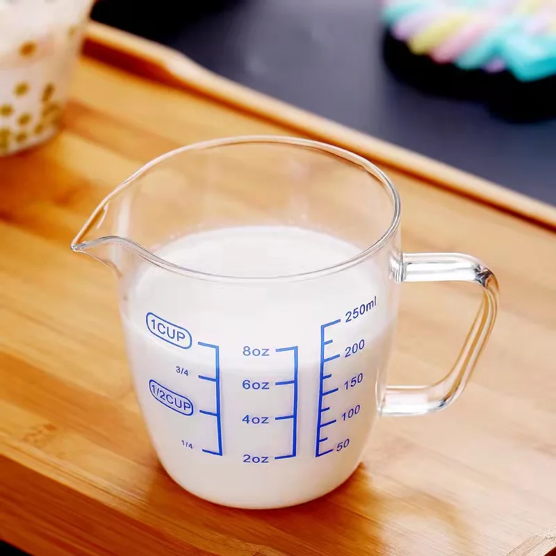 Стеклянные мерные чашки для выпечки, 250 мл, мерный кувшин из боросиликата для приготовления молока
