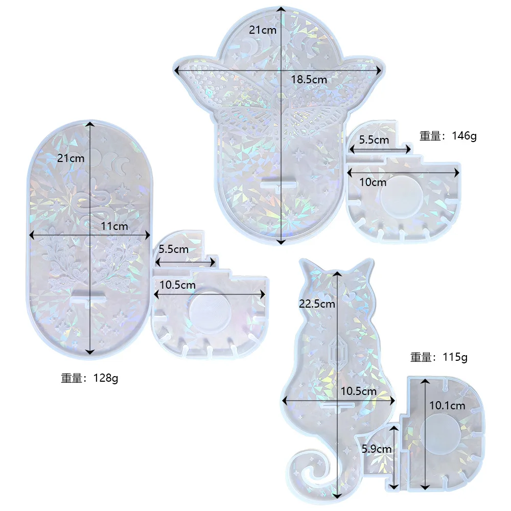 Cat, owl, snake  handmade animals shaped candle holder resin molds siliconeHandicrafts candlestick holographic mold DIY