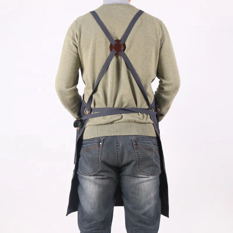 CHANGRONG Custom Best vintage men waterproof waxed canvas leather carpenter work tool apron