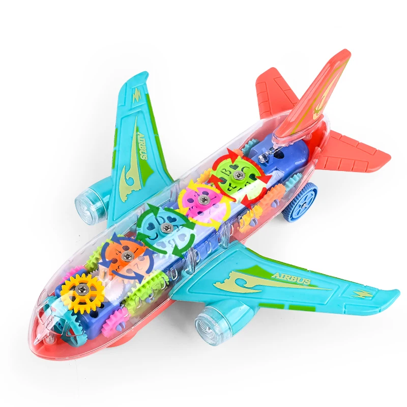 2022 New Arrival Disassembling Baby Gear-Gear Airplane Toys  Transparent Gear Plane Toy