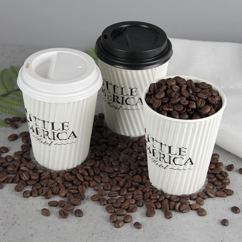 100% Recyclable Take Away Disposable Custom Printed Design Ripple Wall Coffee Paper Coffee Cups