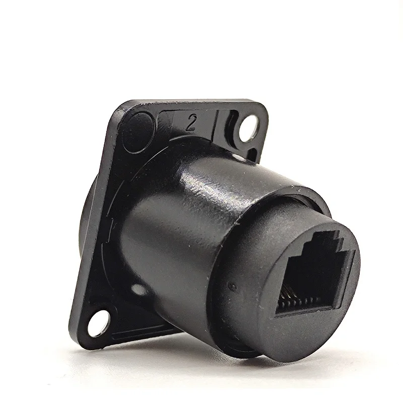 Panel Mount Black RJ12 6P6C Jack Connector Data Transfer Dual Port CAT3 Socket Adapter