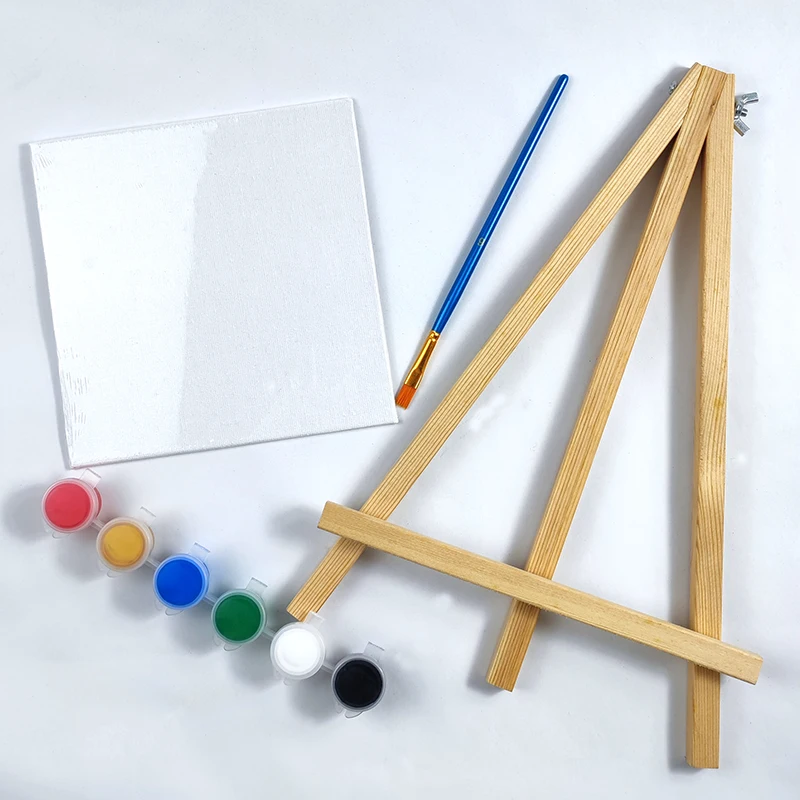 Promotional Drawing Paint Set Doodling Paint Kids Simple Paint Kit with Canvas and Brushes