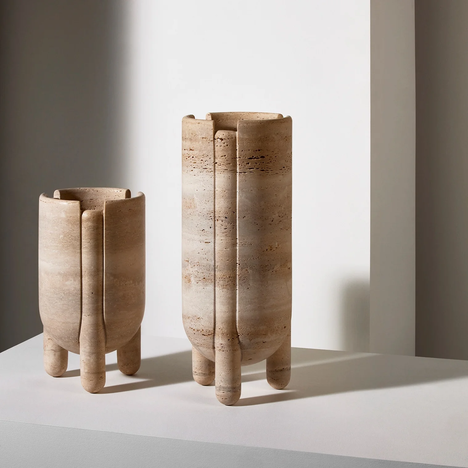 Stonekocc 1 пара, Французский Винтаж Wabi-Sabi Milas, Нью-Йорк, натуральный мраморный камень, трехногий штатив, ваза, украшения для дома