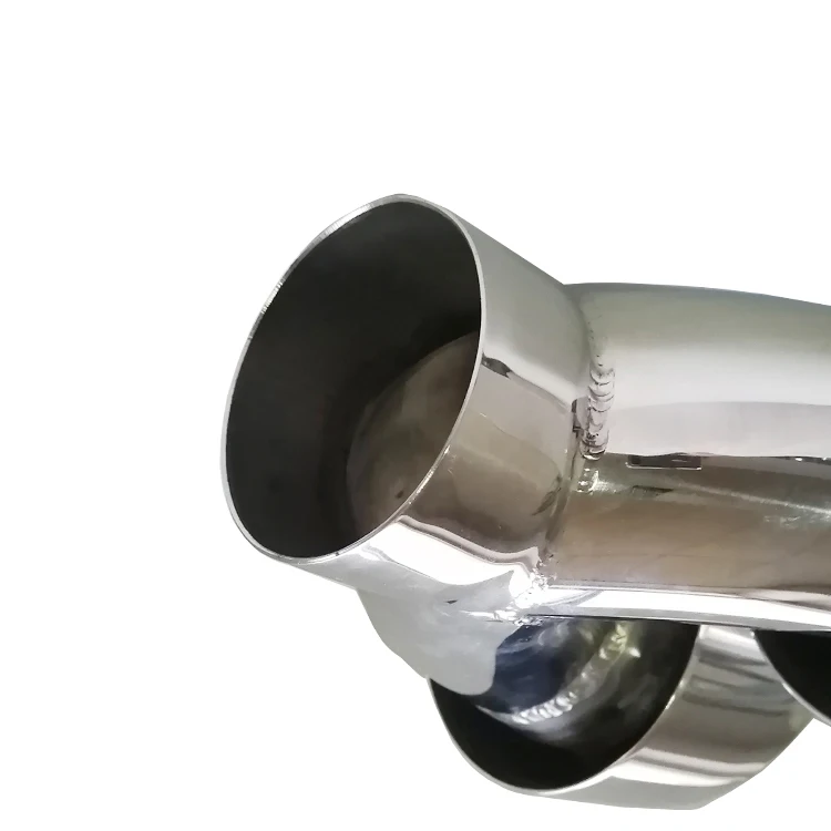 Universal T304 stainless steel Mirror Polished Double Layer 2.5 inch inlet 4.0 inch outlet exhaust silencer muffler tip tailpipe