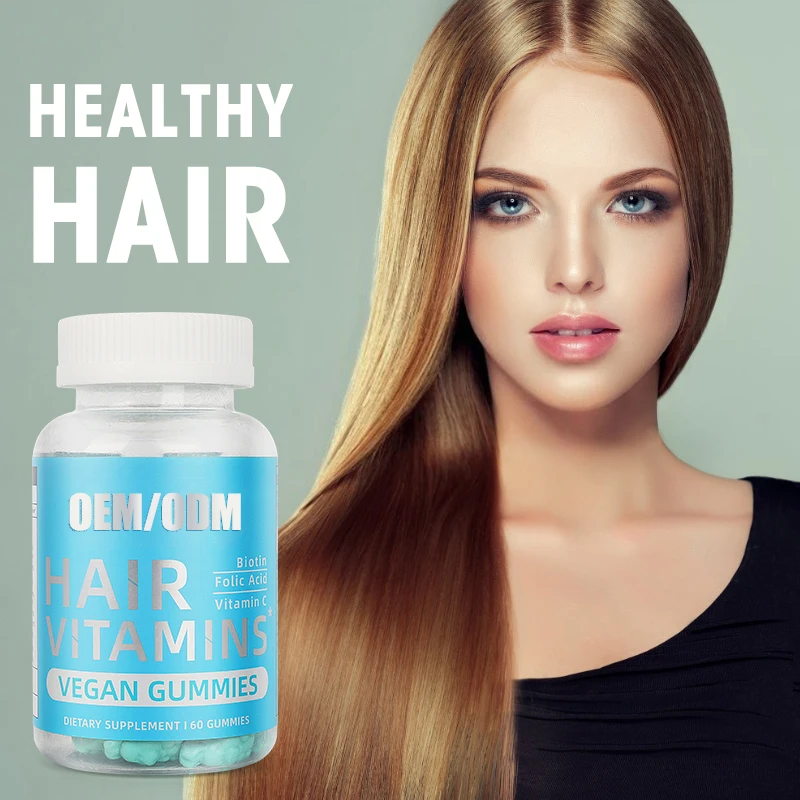 Private Label Biotin Gummies with Collagen Vitamin Gummy Bear Improve Hair Skin And Nail Growth