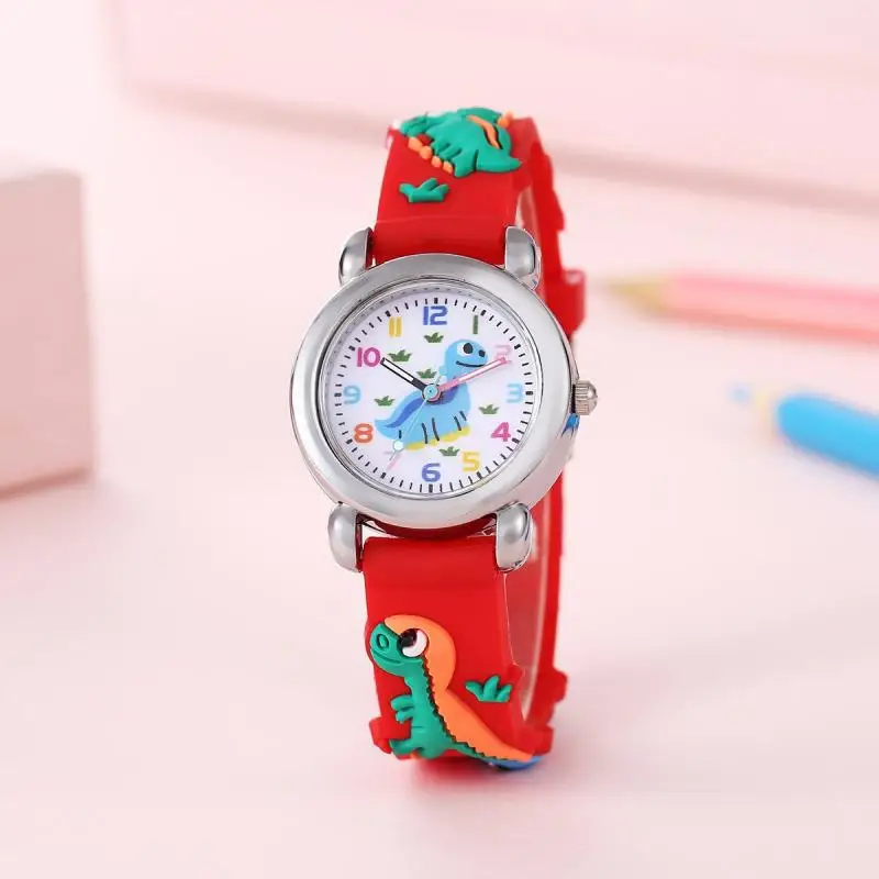 D-04023 Cute cartoon dinosaur student quartz electronic watch 3D cartoon pattern silicone PVC strap watch