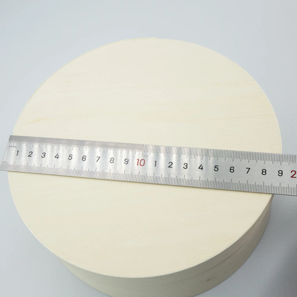 Деревянная подарочная упаковочная коробка для хранения на заказ, одноразовые необработанные деревянные круглые коробки для хранения сыра с деревянной крышкой