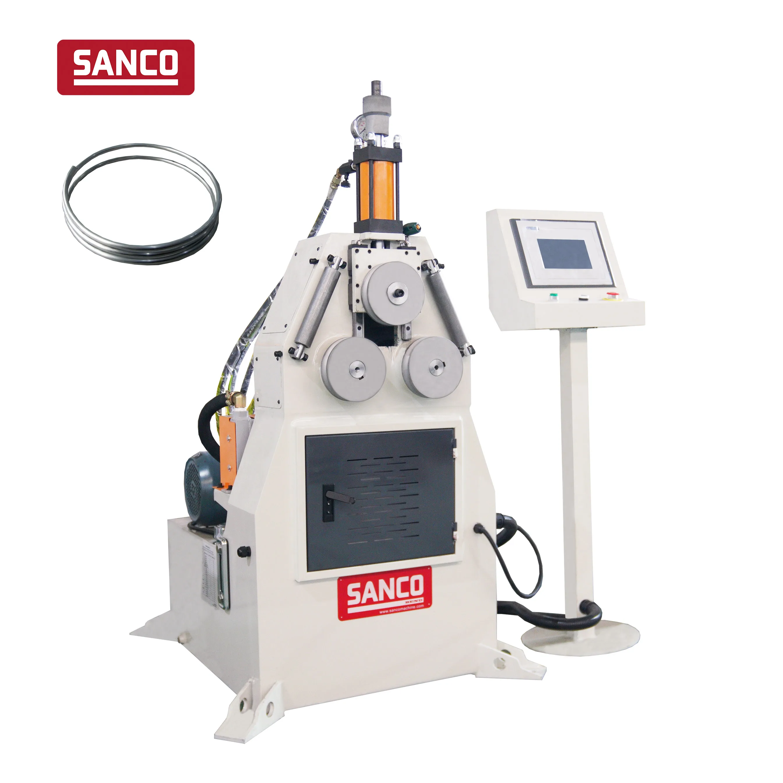 Pipe tube rolling bending machine 3 7 roller profile round ring roll greenhouse spring big huge radius