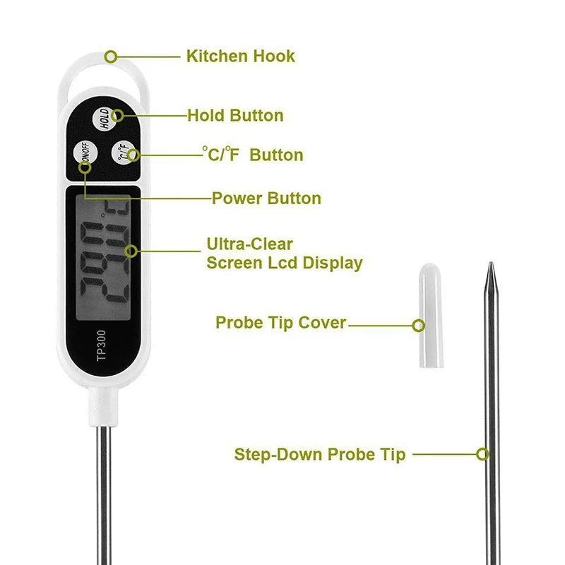 J&R Stainless Probe Pen-type Barbecue Tools TP300 Digital Food Turkey Meat Kitchen Thermometer for Water Milk Cooking