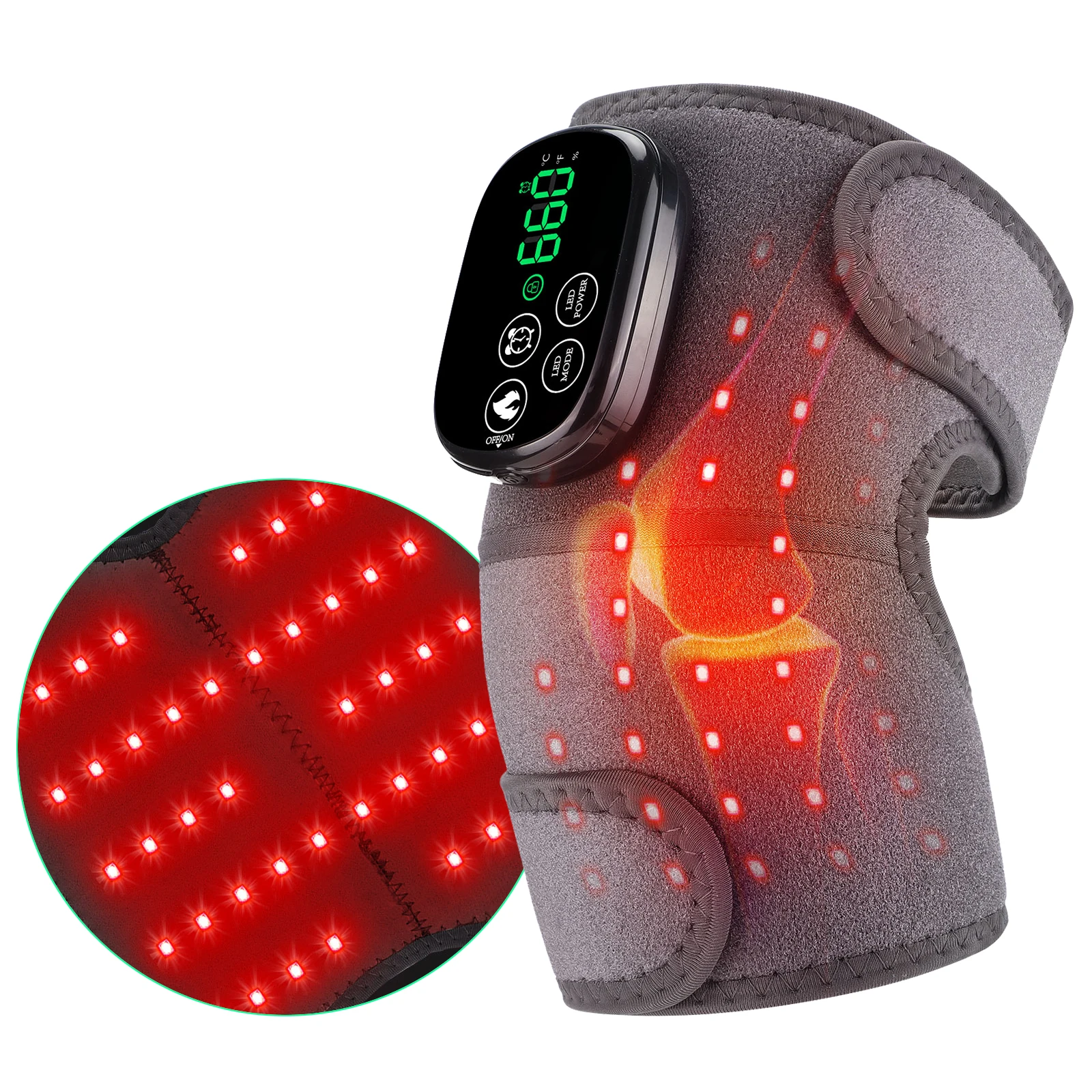 3-In-1 Wireless Electric Knee Massager 660nm 850nm Infrared Light Therapy Elbow Pads Shoulder Wrap Brace Pain Relief Heating Pad