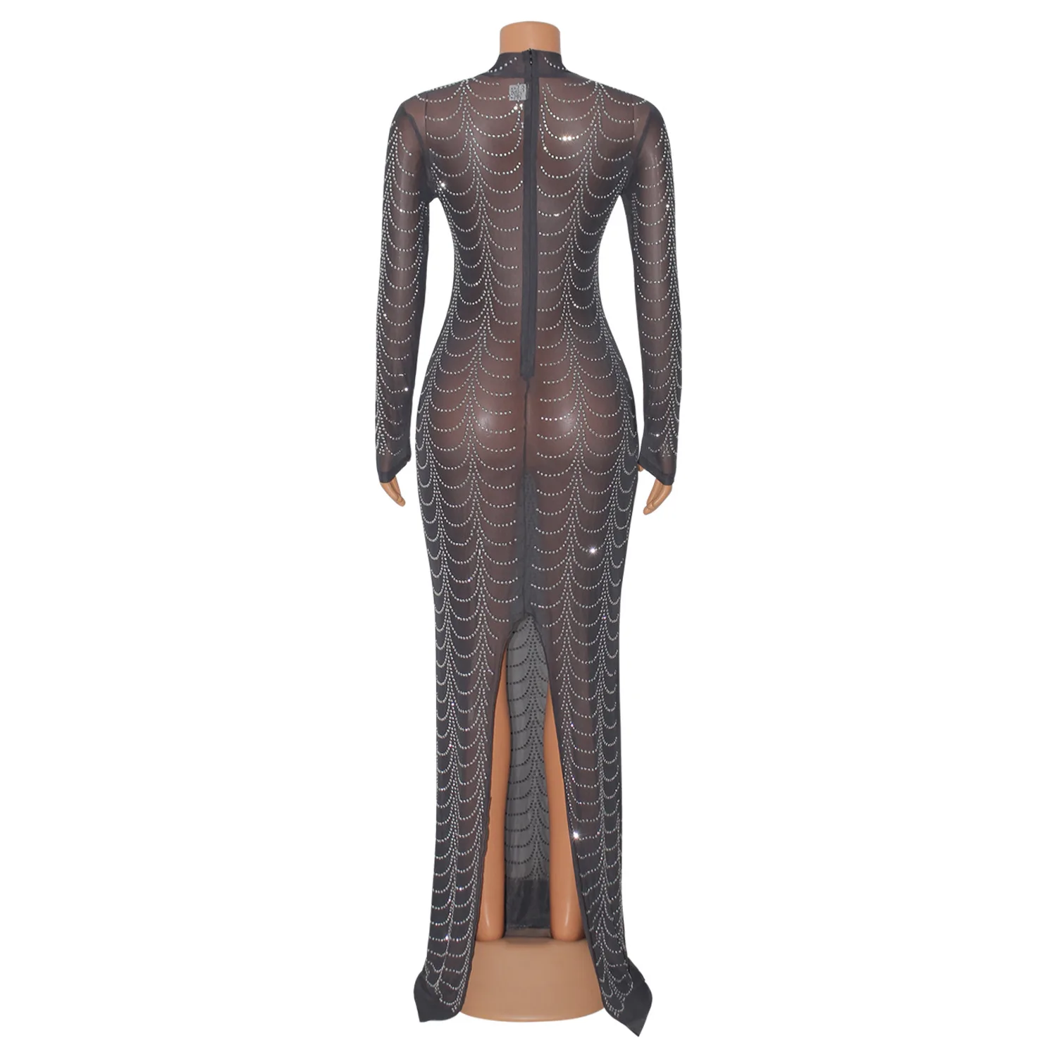 Блестящее прозрачное Сетчатое платье со стразами женское вечернее макси для празднования дня рождения и