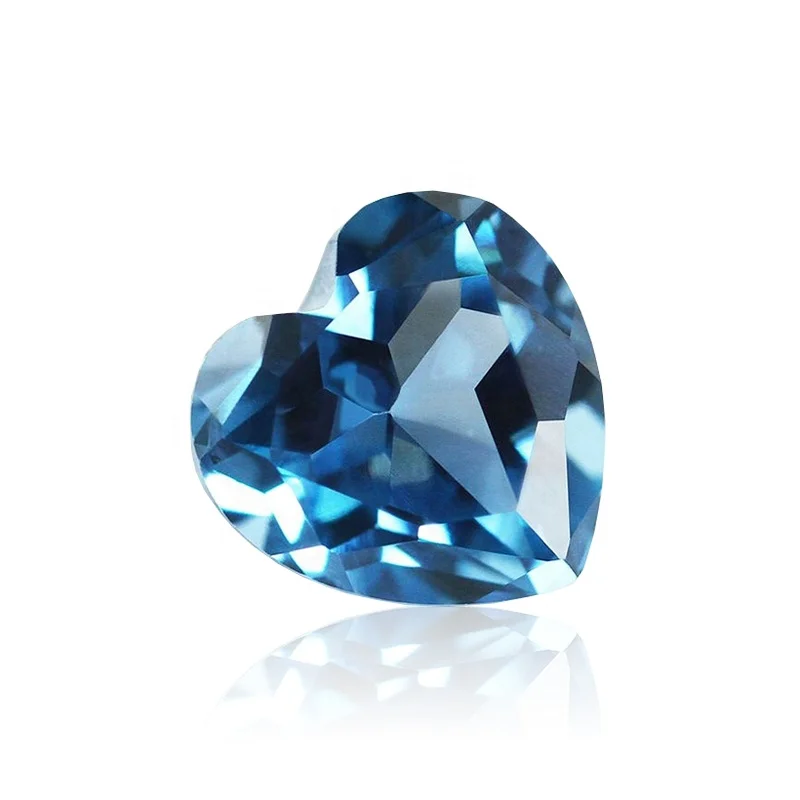 Изысканный синтетический синий шпинель 120 # с цирконом в форме сердца Лондонский голубой топаз драгоценный камень