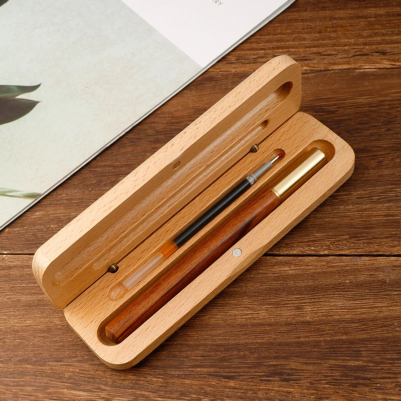 Wooden pen box  single and double  clamshell  student stationery  box office  gift packaging box