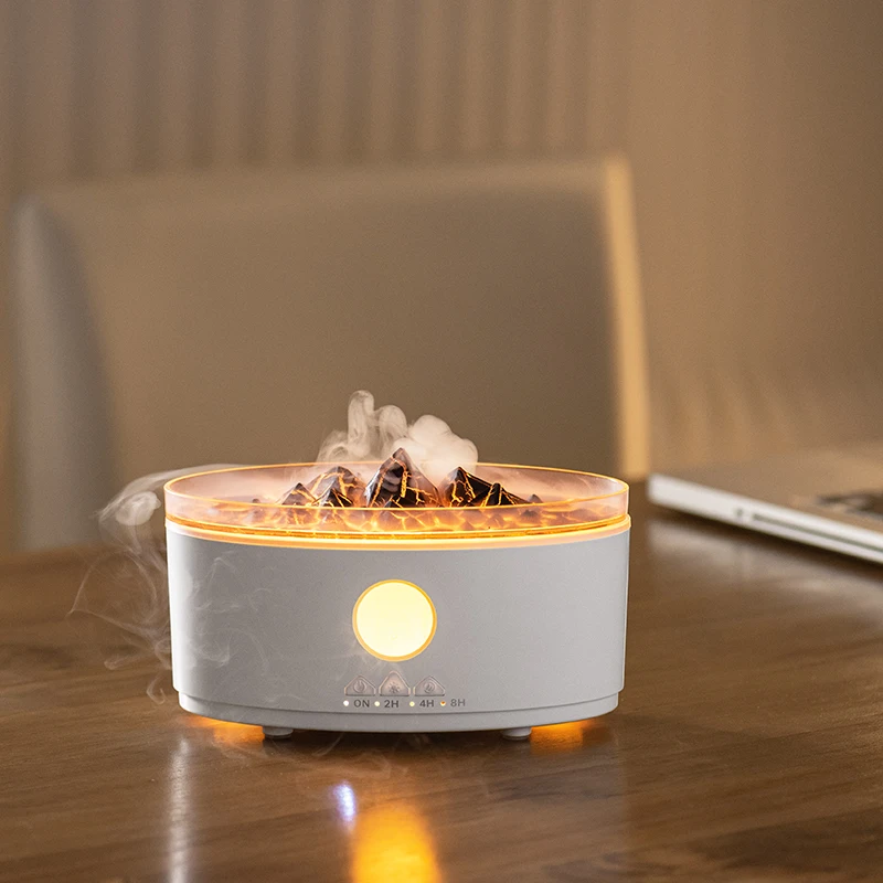 New Arrival Essential Oil Diffuser 300ml Volcano Humidifier with Flame & Volcano Mist Mode Flame Diffusers for Home Bedroom