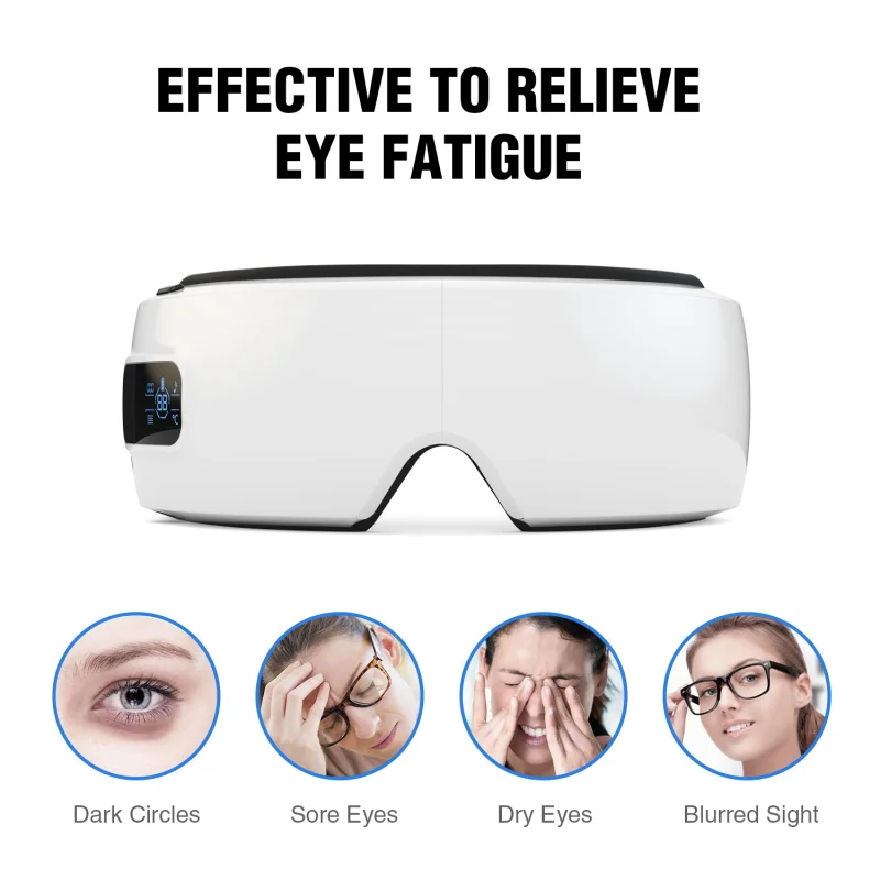 Wireless Bluetooth Eye Massager Air Pressure Vibration Digital Eye Device Relief Heat Compress Eyes Care Sleep Machine Music