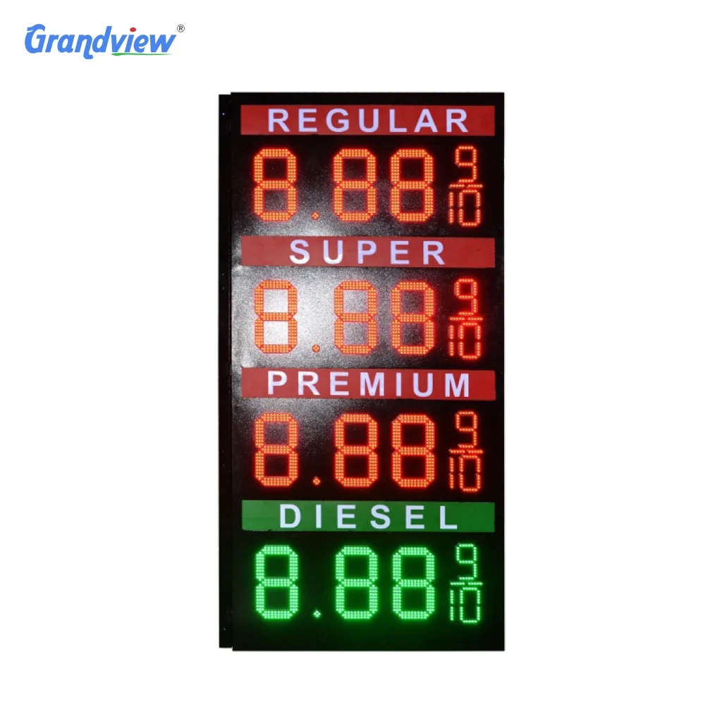 Grandview outdoor digital sign board waterproof gas station led price display led gas price board