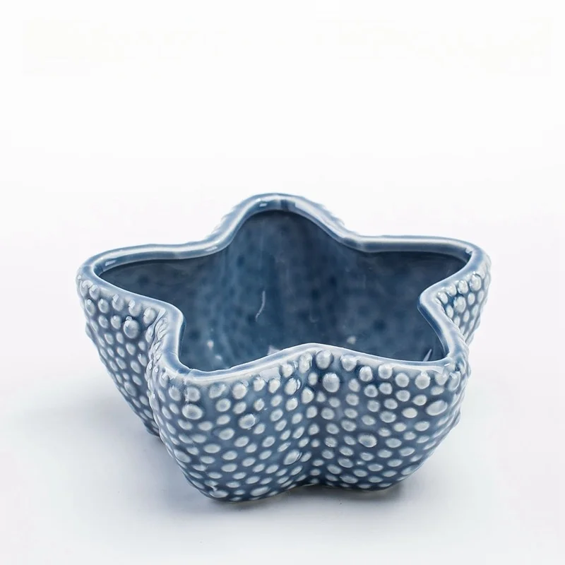 home decoration Succulent cactus flowerpot fish/ shell shape mini blue ceramic flower plant pots