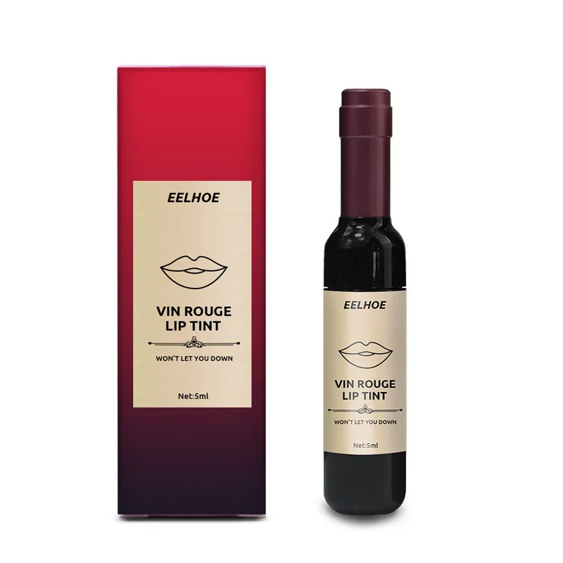 EELHOE Private Label Mini Romantic Wine Bottle Shaped Liquid Lipsticks Sexy Waterproof Red Wine Lip Tint