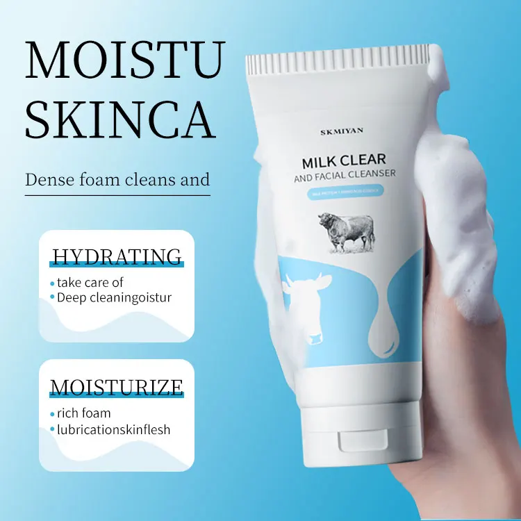 10pcs OEM your logo Deeply cleaning Face Wash Cleanser Milk Gently Cleansing Amino Acid  Facial Cleanser