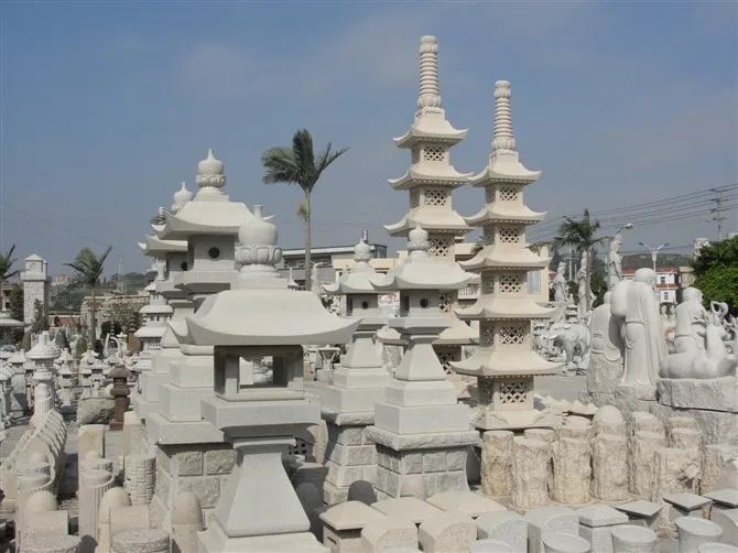 White Decorative Stone Granite Carved Japanese Pagoda Lantern for Yard Garden Park