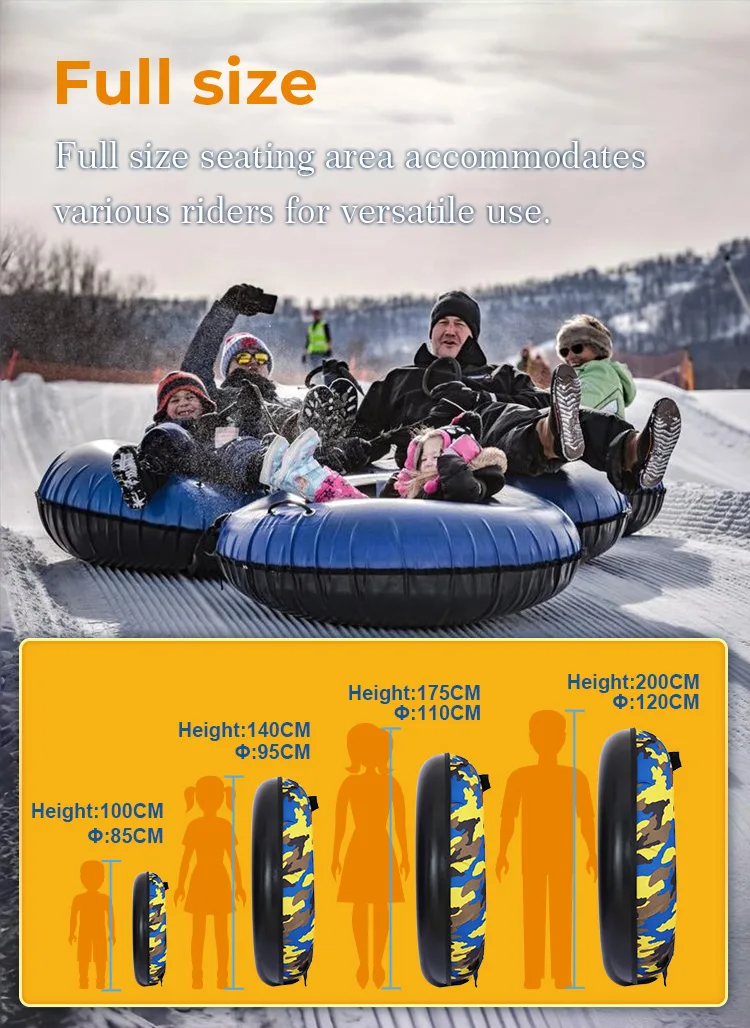 Wholesale Inflatable Snow Tube slide Towable Snow Tube with Plastic Bottom Hard Bottom Winter Snow Tubing Floated Sled