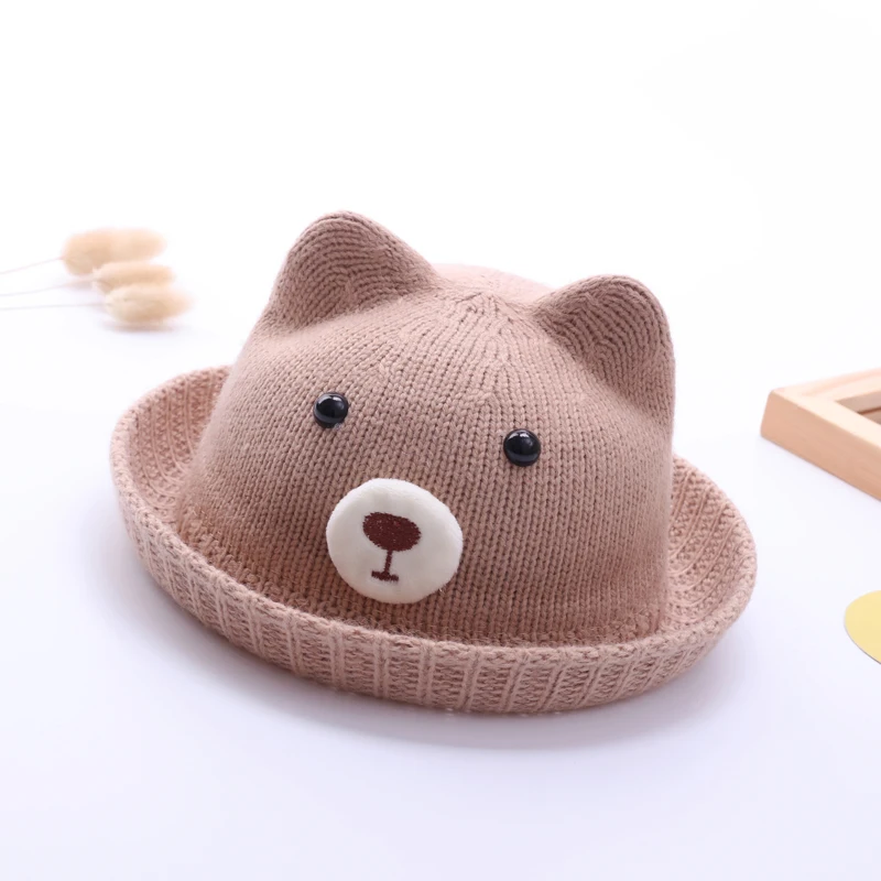 New styles on the new autumn and winter models in stock knitted beautiful bear hat fisherman hat