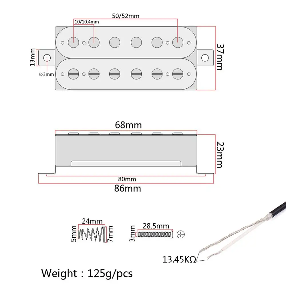 GMC50  Set  Alnico 5 Magnets Four Conductor Wired Guitar Accessories Humbucker Pickup