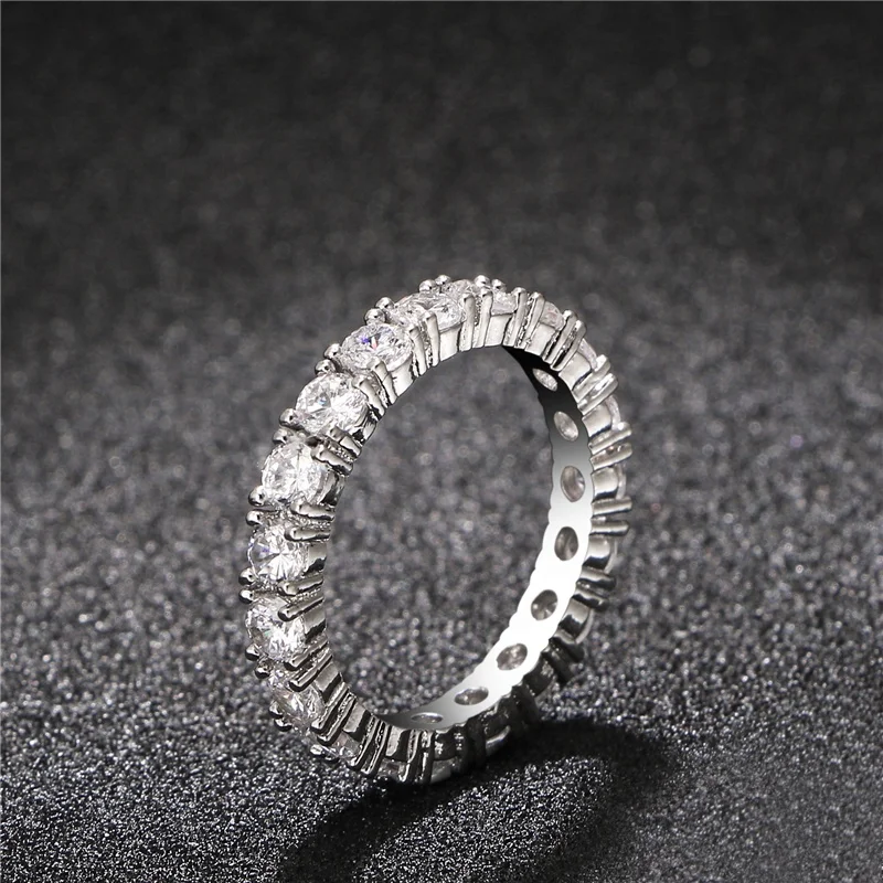 Wholesale Round Cut White Gold Cubic Zirconia Eternity Diamond Ring